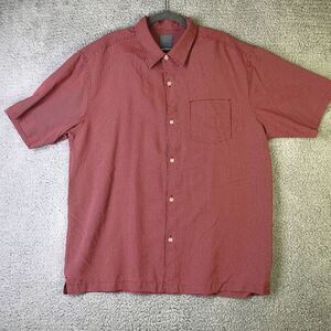 Quiksilver Shirt Adult Large Red White Plaid Button Down Short Sleeve Pocket Men